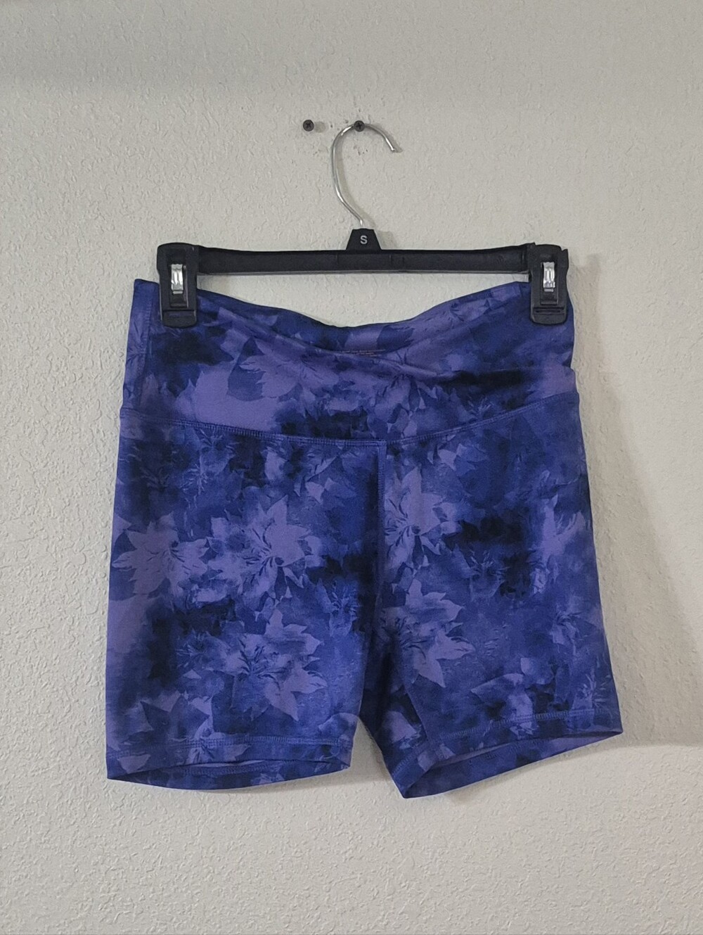 Avia Purple Floral High-Rise Bike Shorts